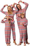 Ekouaer Christmas Onesie Matching Family Elk Antler Hooded Zipper One Piece Long Sleeve Pajamas with Pockets Elk Red M