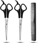 Foreign Holics Hair Cutting Scissors Set, 3 Pcs Stainless Steel Hair Cutting Shears Kit, Professional Barber Salon Home Shears Kit For Men Women Pet