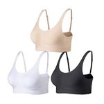 Lemef Non Wired Bras for Women Comfort Wireless Bras Seamless Wirefree Bras Full-Coverage Black,Beige,White, 2XL