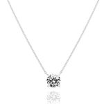 PAVOI 14K Gold Plated Crystal Solitaire 1.5 Carat (7.3mm) CZ Dainty Choker Necklace | White Gold Necklaces for Women