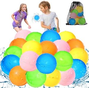 SOPPYCID 20 Pcs Reusable Water Balloons, Self Sealing, Refillable Water Bomb Splash Balls, Pool Beach Water Toys for Kids Ages 3-12, Kids Toys for Summer Fun Outdoor Activities Water Party Favors