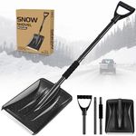 Leaflai Folding Emergency Snow Shovel, Snow Shovel for Car Lightweight Portable Sport Utility Detachable Shovel for Driveway Car Emergency Home Garden Camping Beach, (Black)