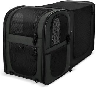 Apollo Walker Pet Carrier Backpack for Large/Small Cats and Dogs, Puppies, Safety Features and Cushion Back Support for Travel, Hiking, Outdoor Use (Black-Expandable)