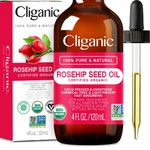 Cliganic Organic Rosehip Oil for Face, 100% Pure | Natural Cold Pressed Unrefined Carrier Seed Oil for Skin Hair & Nails | Certified Organic | Cliganic 90 Days Warranty