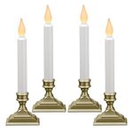 612 Vermont Battery Operated LED Window Candles with Flickering Amber Flame, Automatic Timer, 9.75 Inches Tall, VT-1206P (Pack of 4, Pewter)