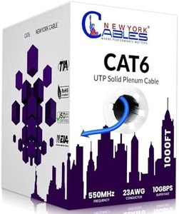 Newyork Cables | CAT6 Plenum Cable 1000ft | UTP, 550MHz, 23AWG, 4Pair 10GB | Most Certified CMP-Rated Fire-Resistant Bulk Cat 6 Ethernet Cable for Networking & Gaming (1000ft, Solid Conductor, Blue)