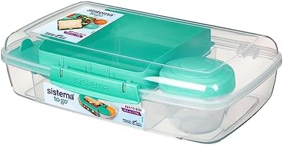 Sistema Bento Box TO GO, Long | Lunch Box with Yoghurt/Fruit Pot | 1.76 L | Assorted Colours (Not Selectable)