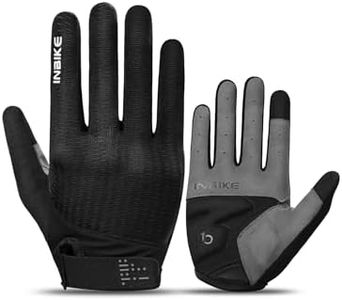 INBIKE Cycling Gloves for Men Women, Shock-Absorbing Memory Gel Padded Biking Gloves, Bicycle Breathable Touchscreen Reflective Full Finger Bike Gloves Black X-Large