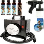 Salon Pro T200-12, 2 Stage Turbine Sunless HVLP Spray Tanning System; Simple Tan 4 Solution Variety Pack & Video Link