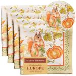 Maison d' Hermine Napkin 100% Cotton 20Inch x 20Inch Decorative Washable Cloth Napkins Table Napkin for Gifts, Dining, Kitchen, Parties & Camping, Pumpkin Passion - Thanksgiving/Christmas (Set of 4)