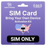 Jethro Mobile USA SIM Card, Easy Activation, Reloadable, Prepaid Phone Plan for US Travel, 3-in-1 Size (Mini, Micro, Nano)