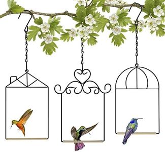 XYADX Metal Frame Hummingbird Swings and Perches with Wooden Dowel Black Bird Swing Outdoor Bird Perch Humming Bird Swing Pack of 3