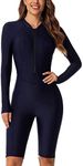 FEOYA - Swimwear Ladies One Piece Surfing Swimsuits Zip Front Swimming Costume Modest Athletic Swimsuit with Chest Pads