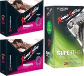 Kamasutra DOTTED_SUPERTHIN Flavour Condom Condom (Set of 3, 60 Sheets, 20 Each)