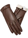 ROSYLINE Winter Gloves for Women Womens Leather Gloves Warm Winter Driving Gloves Touchscreen Brown XL