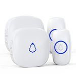 SECRUI Wireless Doorbell, Waterproof Mini Doorbell 1,000ft Range Loud Enough with 5 Volume Levels Door Chimes, 58 Ringtones & Colorful LED Flashing-with 2 Receivers and 2 Push Buttons(White)