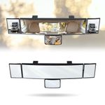 STHIRA® 15'' HD Wide Angle Rear View Mirror for Car Enhanced Visibility & Anti-Blind Spot Car Rear View Mirror Extension with Triple Rotatable Auxiliary Mirrors Easy Installation Clip-On