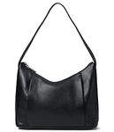 The Sak Brook Hobo in Leather, Shoulder Purse with Single Strap, Black, Black, S