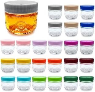 Amzcku 2 oz Vintage Mason Jars with Colored Lids, Regular Mouth Canning Jar, Safe For Storage, Canning, Pickling, Preserving, Fermenting, DIY Crafts & Decor 24 Pack