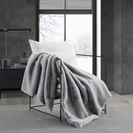 Vera Wang - Throw Blanket, Super Soft Faux Fur Bedding, Luxury Home Decor for Bed or Couch (Lapin Grey, 50" x 60")