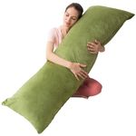 1 MIDDLE ONE Body Pillow, Memory Foam Body Pillows for Adults Sleeping, Long Pillow for Bed, Big Large Firm Full Body Pillow for Side Sleeper with Velvet Cover, 54x20 Inches, Sage Green