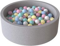 Gardenature Foam Ball Pit for Toddlers Round Ball Pit with Removable Cover,Play Indoor and Outdoor Memory Sponge Ball Pit for Babies Kids(Balls NOT Included)- Light Grey