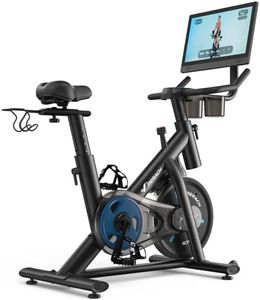 MERACH Exercise Bike, Brake Pad Stationary Bike with Exclusive App, Low Noise Indoor Cycling Bike with 270lbs Capacity, Tablet Mount and Fitness Courses for Weight Loss-Orange