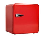 1.6 Cu. Ft. Retro Compact Mini Fridge with Temperature Thermostat Dial Removable Shelf Perfect for Office Home Dorm Garage (Red)