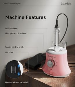 Melodysusie Scarlet Nail Drill – 30,000 RPM Electric File, Pink