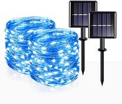 SUDDUS 100 LED Solar Fairy Lights Waterproof, Copper Wire String Lights Outdoor 2 Packs, Solar led String Lights 8 Modes Suitable for Indoor/Outdoor, Party, Garden, Fireplace, Courtyard (Blue)…