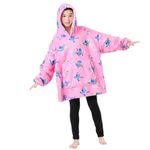 LQBNZQZ Blanket Hoodie Kids Cartoon Sweatshirt Blanket Oversized Hoodies Fleece Hooded Sweater for Girls Boys (CA/US, Alpha, One Size, Regular, Pink)