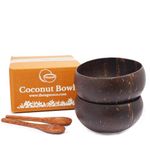 Thenga Jumbo Coconut Shell Bowl -900 Ml, 2 Bowls with Spoon | Eco-Friendly, Perfect for Breakfast, Smoothie, Salad Bowls (Set of 2)