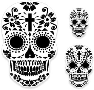 Custom Shop Airbrush Sugar Skull Day of The Dead Stencil Set (Skull Design #15 in 3 Scale Sizes) - Laser Cut Reusable Templates