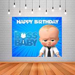 WoW Party Studio Boss Baby Theme Happy Birthday Decorations Party Background/Backdrop Banner - 4ft x 5ft