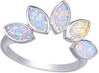 KELITCH Sterling-Silver Simulated Abalone Friendship Olive Leaf Ring - Size 6