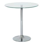 HOMCOM Round Dining Table for 2, Modern Kitchen Table with Tempered Glass Top and Steel Base for Living Room, Dining Room, Silver