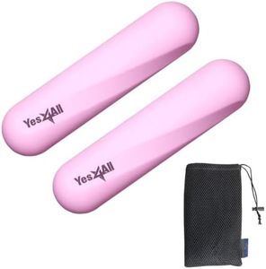 Yes4All Soft Silicon Coated Dumbbell Hand Weights Set of 2, Ergonomic Workout Weights for Women & Men at Home, in Jogging, Yoga, Aerobics and Cardio Routines - Pink