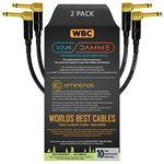 2 Units - 40 CM - Van Damme Pro Grade Classic XKE - Premium, Ultra-Flexible Multi-Shielded Guitar Bass Instrument Effects Pedal Patch Cable w/Eminence R/Angled Gold ¼ inch TS Plugs & Staggered Boots