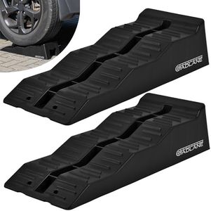 GADLANE Rampe Sollevamento Auto - Rampa Auto per Caravan Set di 2, 3 Livelli, Altezza 38mm, 68mm, 96mm, Antiscivolo, Capacità 4.5-5 Tonnellate, Compatibile con Auto e Camper - Nero