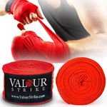 Valour Strike Boxing Hand Wraps | Red Mexican Boxing Wraps for Wrist Support in Muay Thai Kickboxing MMA or Combat Sports | Wrist Wrap for Men Women & Kids | Pro 4.5m Boxing Wrap