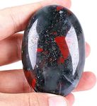 Loveliome Oval Worry Stones, Palm Pocket Healing Crystal Massage Spa Energy Stone(Bloodstone)