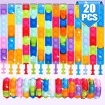 20 PCS Pop Bracelet it Fidget Toys, Fidget Bracelet for Party Bag Fillers for KIds, Decompression Wristband for Adults, Return Gifts,Kids' Party Favours Classroom Prizes Gift for Girls Boys