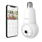 Septekon 2K 4MP Light Bulb Security Camera, 2.4GHz WiFi Waterproof Outdoor Camera, 360° CCTV Home Camera with Motion Detection Alarm, Color Night Vision, 2-Way Audio - D40