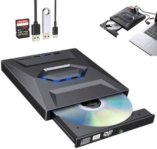 7 in-1 External USB DVD Drive & Blu-Ray Player, Multifunctional External DVD Burner with SD/TF Card Reader and USB/Type-C Interfaces