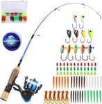 Sougayilang Ice Fishing Rod and Reel Combo, Include Ice Jig and Ice Fishing Accessories, Spinning Ice Fishing Combos- 28in M Ice Fishing Gear Complete Kit