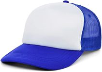 Lids Blank Basic Foam Trucker Adjustable Snapback Hat White/Royal Blue