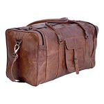 Komal's Passion Leather 21 Inch Square Duffel Travel Gym Sports Overnight Weekend Leather Bag