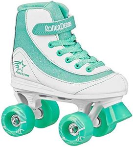 Roller Derby Firestar Youth Girl's Quad Roller Skates, White/Mint, Size 01