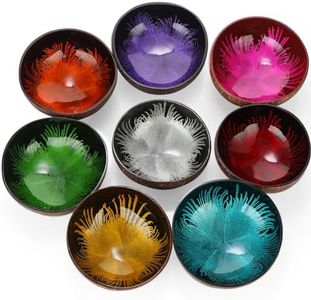 Maxcheck 8 Pieces Coconut Bowls Set Colored Polished Coconut Shell Bowls Reusable Candy Bowl Salad Container Acai Bowls for Office Home Serving Fruits Nuts Key Storage Table Decorative, 8 Colors