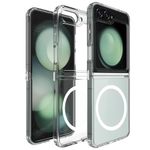 RIGGEAR Shockproof Clear Hybrid Armor Back Cover Case Compatible with MagSafe Accessories for Samsung Galaxy Z Flip 6 (Clear PC + Clear TPU Bumper)